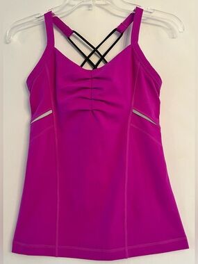Under Armour Magenta Ruched Strappy Back Activewear Tank Top